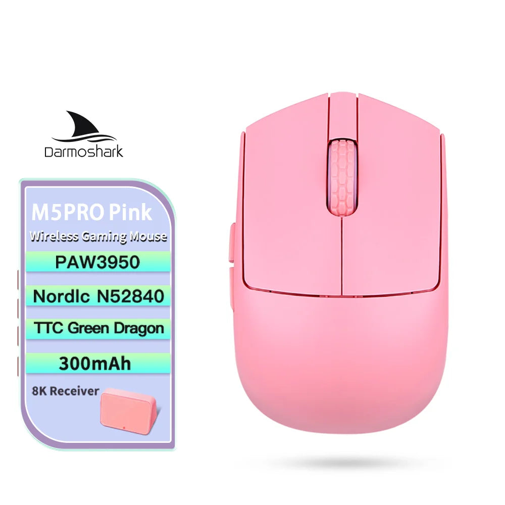 Darmoshark M5Air V2 Forged Carbon Fiber Gaming Mouse Wireless 8K Macro Mouse 30KDPI  Finger Grip Small Hand Mice 30g Lightweight