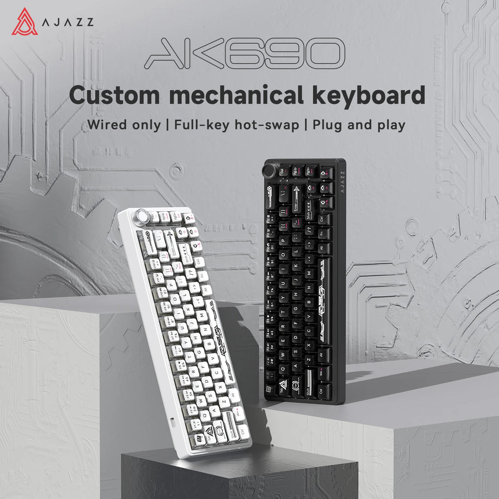 AJAZZ AK690 65% Mechanical Keyboard Wired USB Plug and Play Full-key Hot-Swap Mixed Light 68 Keys Gaming Keyboard for Laptop PC