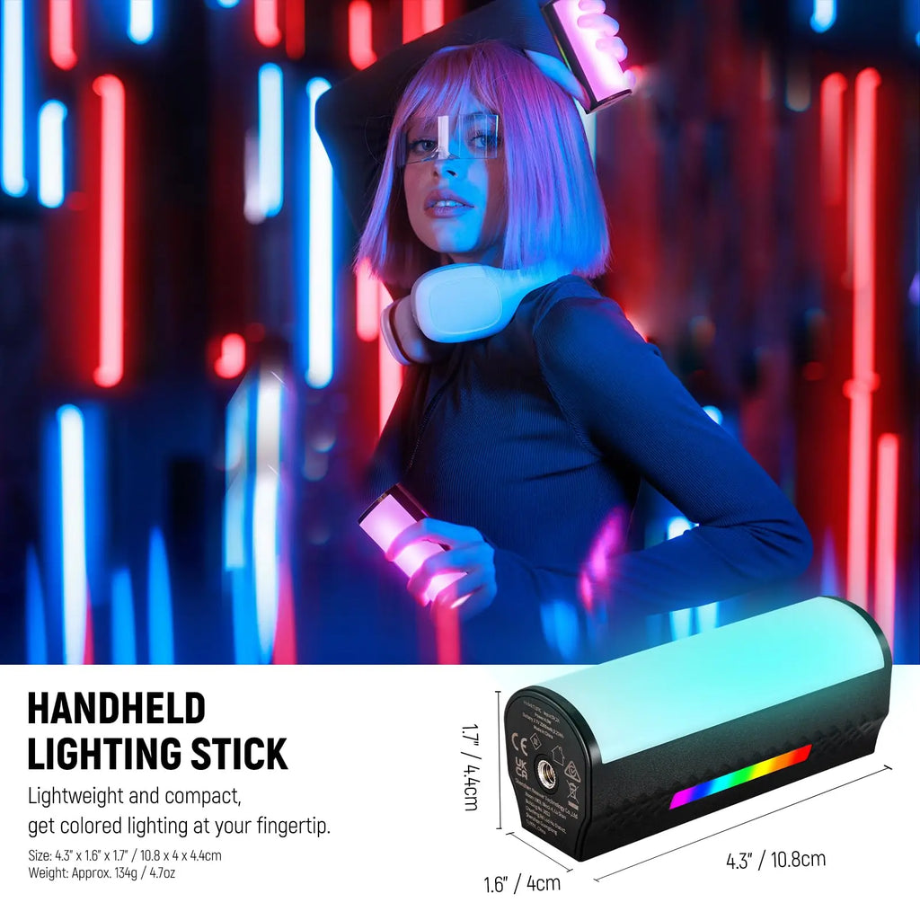 Magnetic LED Light Wand 2 Pack RGB - Portable Content Creation Lighting Tidesmit