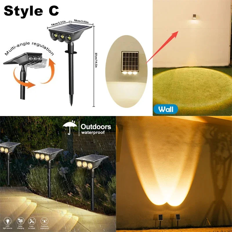 1-4pcs LED Solar Landscape Lights Outdoor IP65 Waterproof Solar Light Solar Garden Spotlight for Yard Lawn Walkway Courtyard