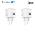 Matter WiFi Smart Socket EU16A Mini Smart Plug Adapter APP Control Works with HomeKit Alexa Google