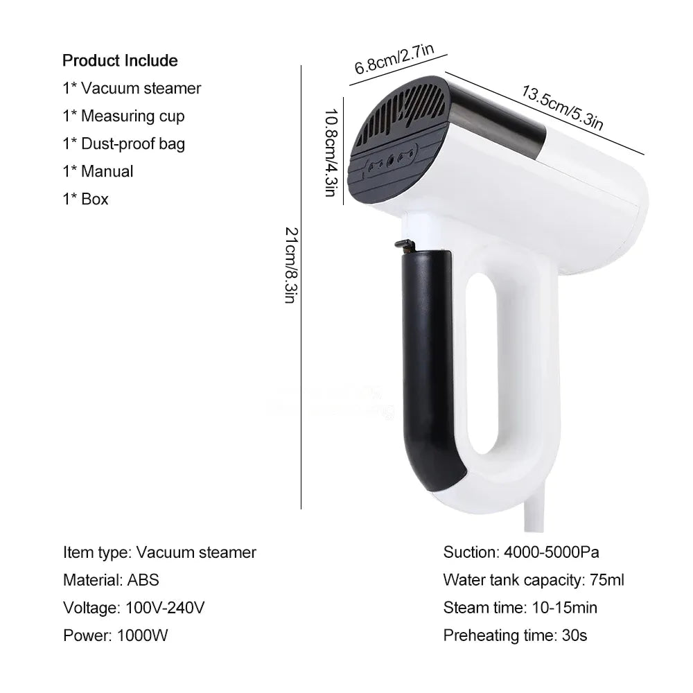 Tidesmit 1000W Handheld Vacuum Garment Steamer