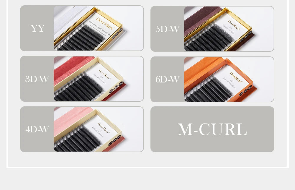 DeceMars L-curl M Curl YY 3D 4D 5D 6D Eyelash Extension 12 Lines for Makeup False Eyelashes Tidesmit