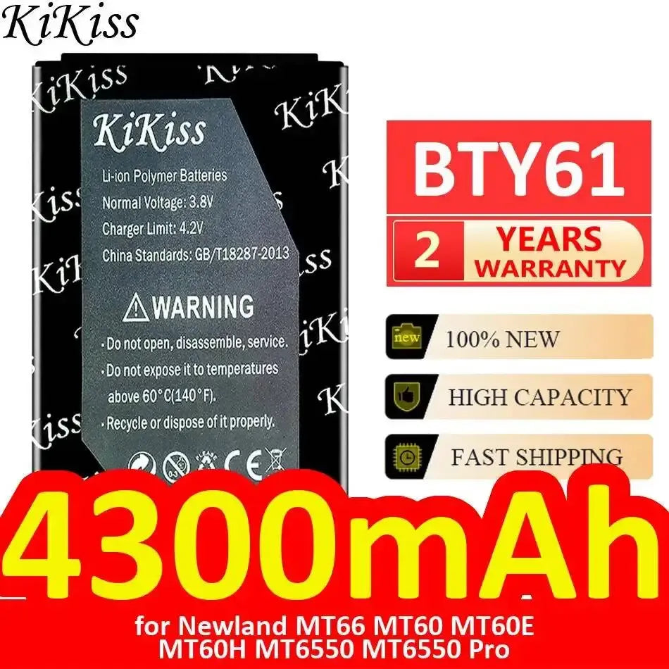BTY61 4300mAh Li-ion polymer barcode scanner battery with warning label