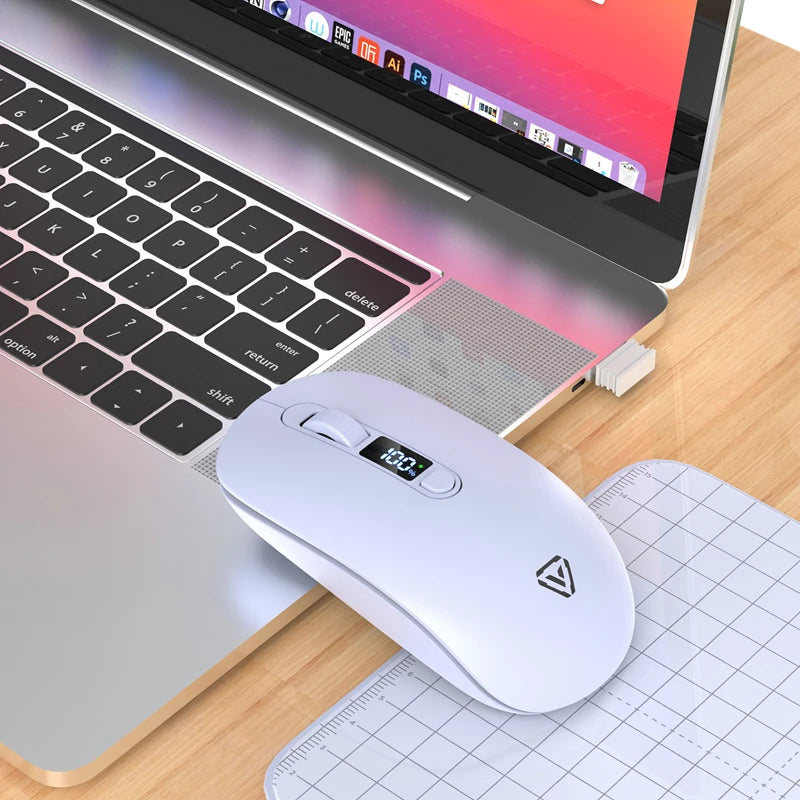 Wireless Mouse Bluetooth 2.4G With Smart Display Silent Portable Silent Click Mouse Rechargeable Office Computers Laptops 2026