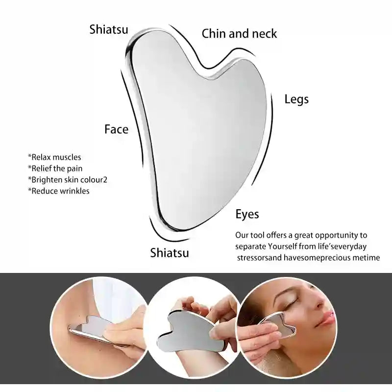 Stainless Steel Gua Sha Tool for Face Lifting and Skin Toning Massage Roller Tidesmit