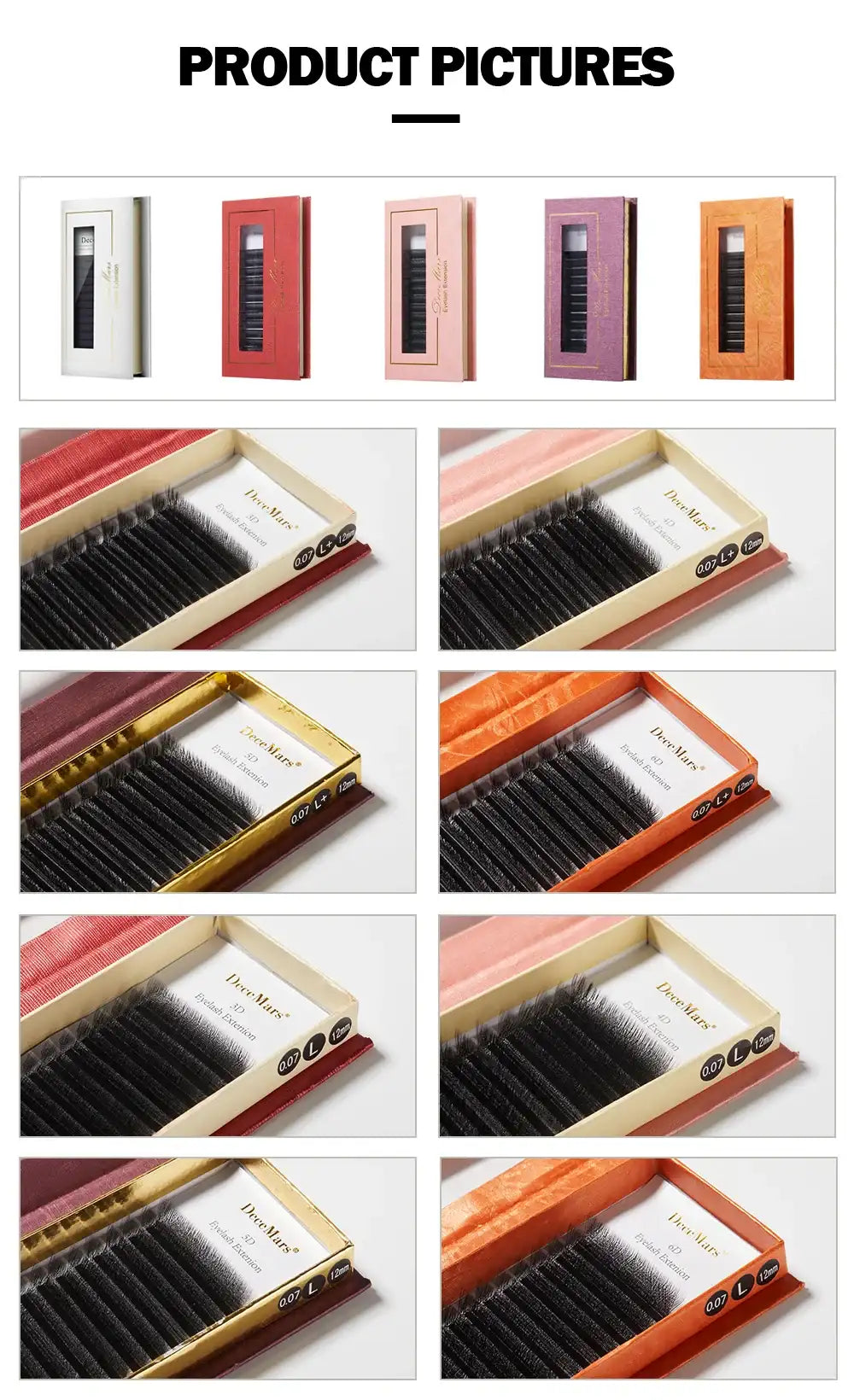 DeceMars L-curl M Curl YY 3D 4D 5D 6D Eyelash Extension 12 Lines for Makeup False Eyelashes Tidesmit