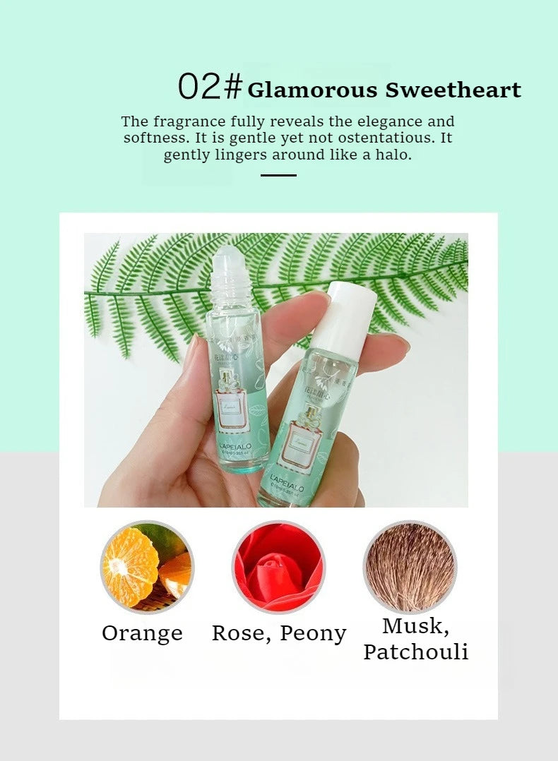 Tidesmit 6-piece roll-on perfume set with long-lasting fresh fragrance in a portable mini deodorant gift box for women.