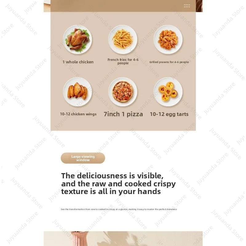 2026 New Air Fryer Large Capacity Touch Screen Visual Household Multifunctional Electric Oven