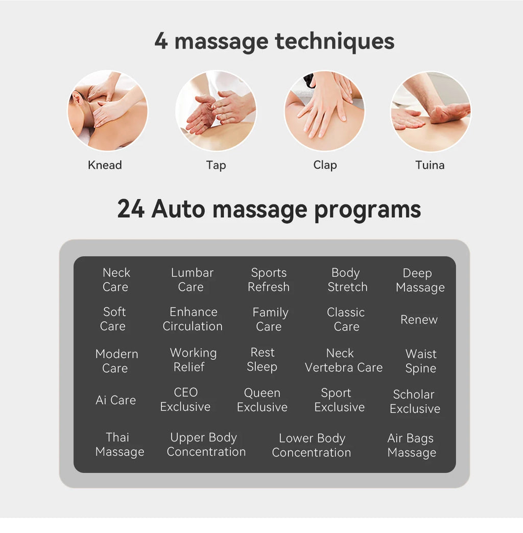 Full Body Shiatsu Massage Chair - 24 Programs with Bluetooth & Heat Body Shaping Massage Equipment Tidesmit