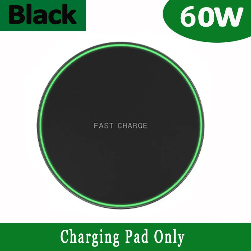 60W Fast Wireless Charger Dock | Qi Certified & MagSafe Compatible Black Tidesmit