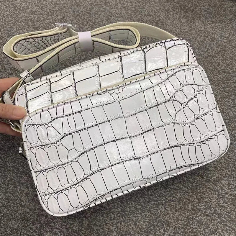 2022 New Designer Belly Crocodile Skin Men's Shoulder Bag Fashion Men Real Crocodile Bag High Quality Large Capacity Male Bag 45