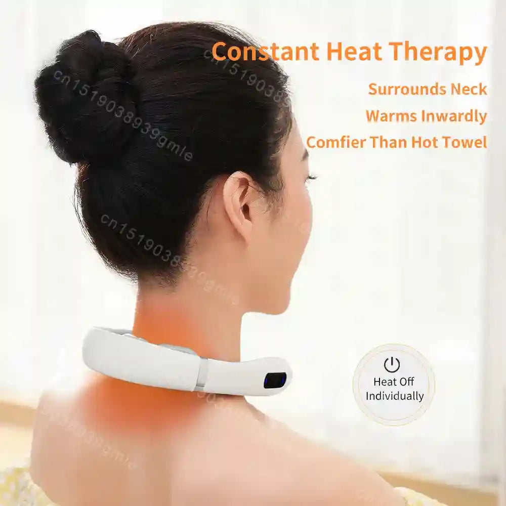 Electric Neck Massager with Heat and Shiatsu Therapy - Tidesmit White Relaxation Treatment Tidesmit