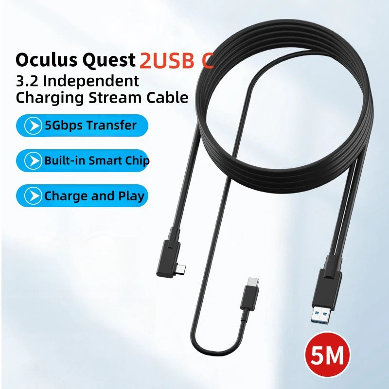 VR Link Cable 5M for Meta Quest 3 and Pico 4 - High-Speed 5Gbps USB-C Tidesmit