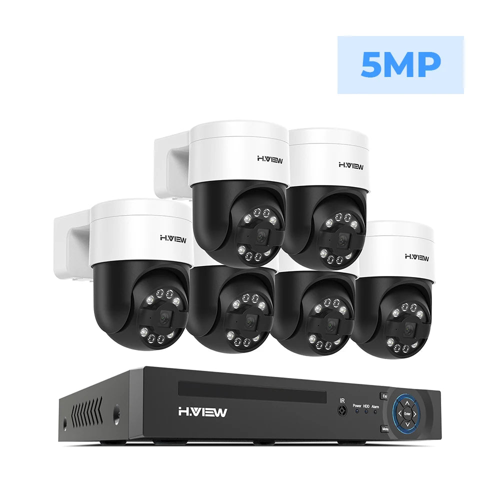 H.view 8Ch 4K 5MP 8MP Cctv Security Camera System Ptz Home Video Surveillance Kit Outdoor Ip Camera Humanoid Detection