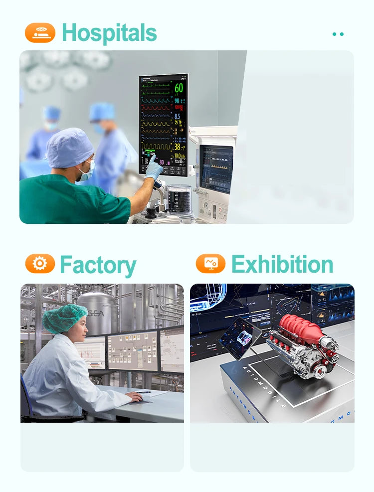 18.5'' 1080p 400nits VESA Mount Medical Grade Portable Monitor Touch Screen for Medical Equipment Fetal Detector Metal Frame
