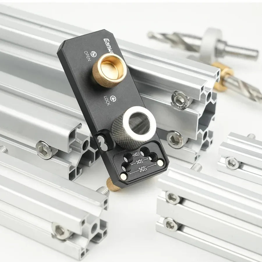 Aluminum Profile Positioning Punching Locator 20/30/40 Series Profile Universal Drilling Jig Set with M6 and M8 Step Drill Bits