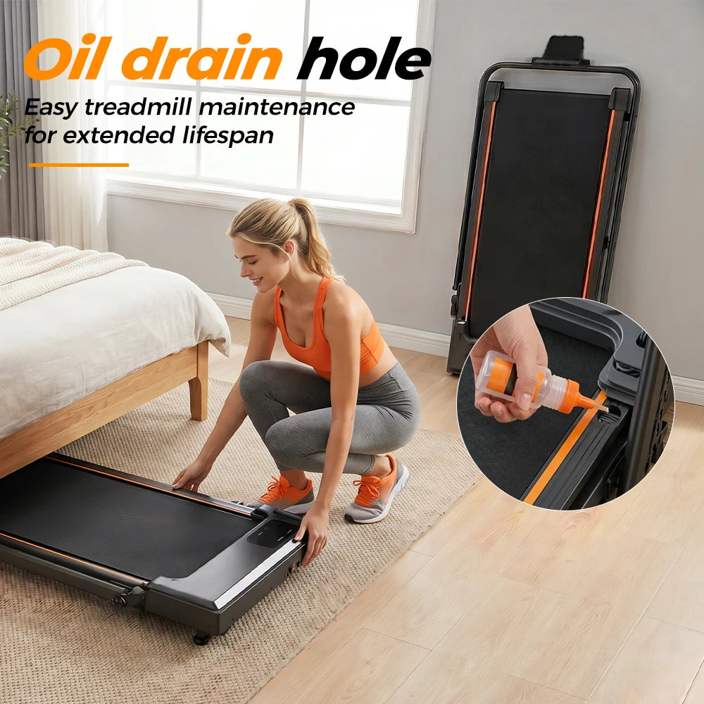 Formill FT51/FT50/FT52 Treadmill 2 In 1 Walking Running Treadmill 0.75-2.5HP Foldable Under Desk Treadmill38*95cm Running Area With Armrest LED Display Oil Drip Hole Indoor Home Gym Exercise Machine