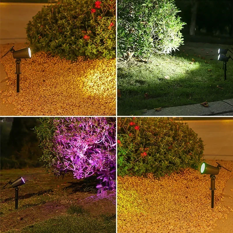 Solar 9 LED Ground Lights Outdoor, IP65 Waterproof Brightness Adjustable Spot Light for Garden Backyard Driveway Patio Decor