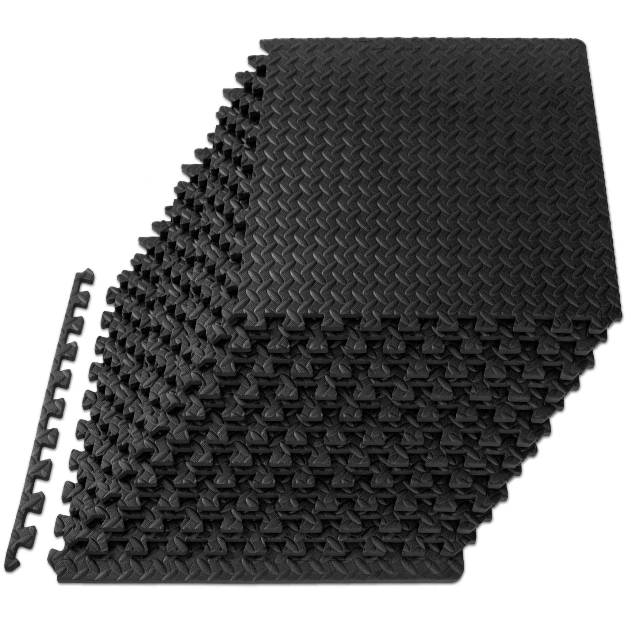 12Pcs EVA Foam Interlocking Floor Mats 60x60cm Gym Flooring Tiles Exercise Yoga Mat Non-Slip Shock Absorbing 10mm
