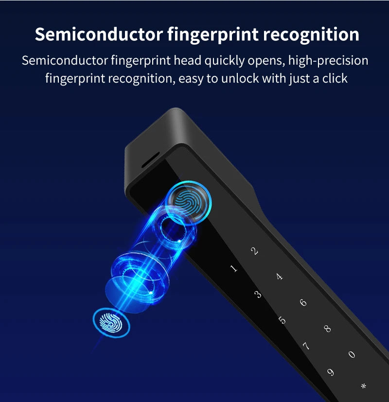 European Handle Door Fingerprint Lock Hidden Keyhole Tuya for Bedroom Study Magnetic One-word Minimalist Ecological Silent Lock