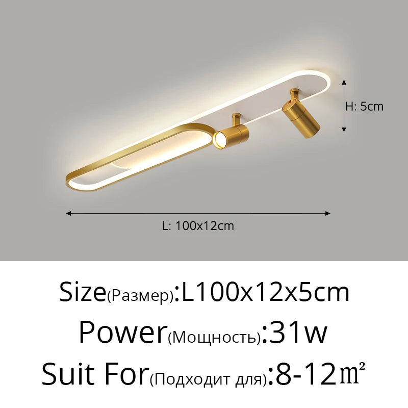 Simple Led Ceiling Lights With Spotlight Modern Bedroom Study Room Black White Gold Ceiling Lamp Home Indoor Decor Lighting Lamp