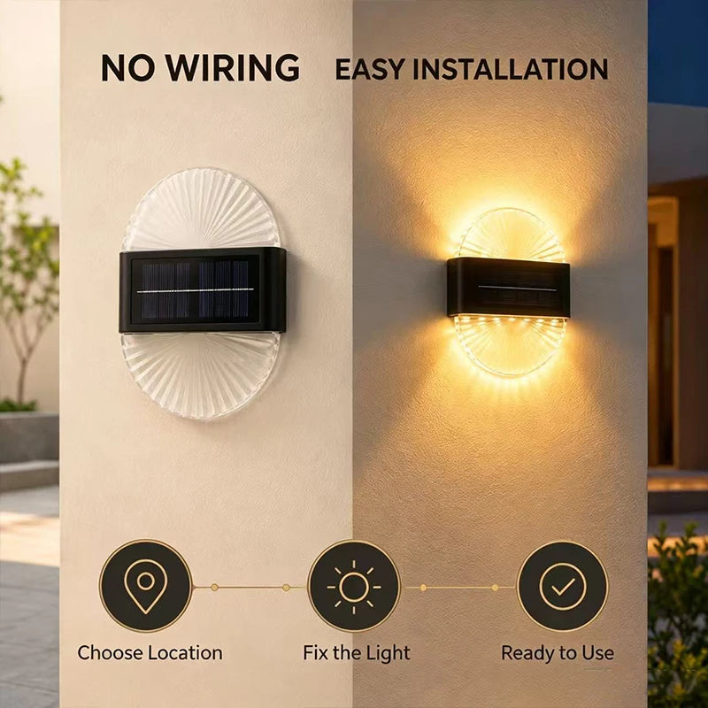 Solar Outdoor Light, Waterproof With Fan-Shaped Lampshade, LED Deck Lights For Patio, Garden, Villa, Wall, Terrace, Railing