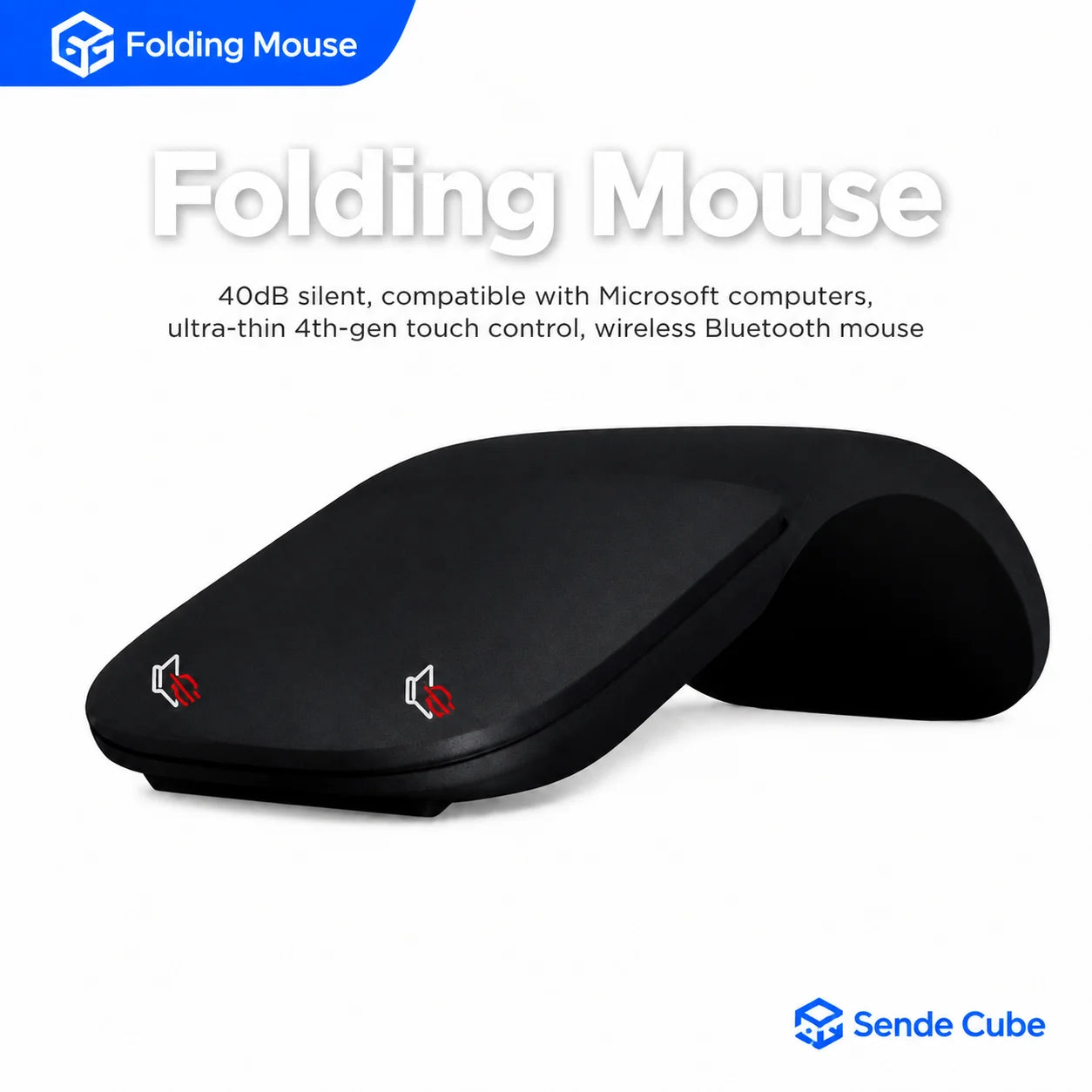 Dual-Mode Bluetooth/2.4G Slim Foldable Wireless Mouse,Silent Touch Arc Mouse Portable Travel Mouse For Laptop PC Tablet Computer