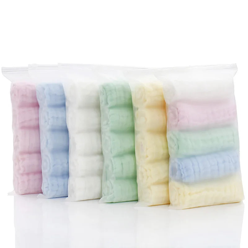 Happyflute 30*30CM 6Layer Soft Gauze Baby Cotton Plain Color Face Towel Children's Square Handkerchief Saliva Towel
