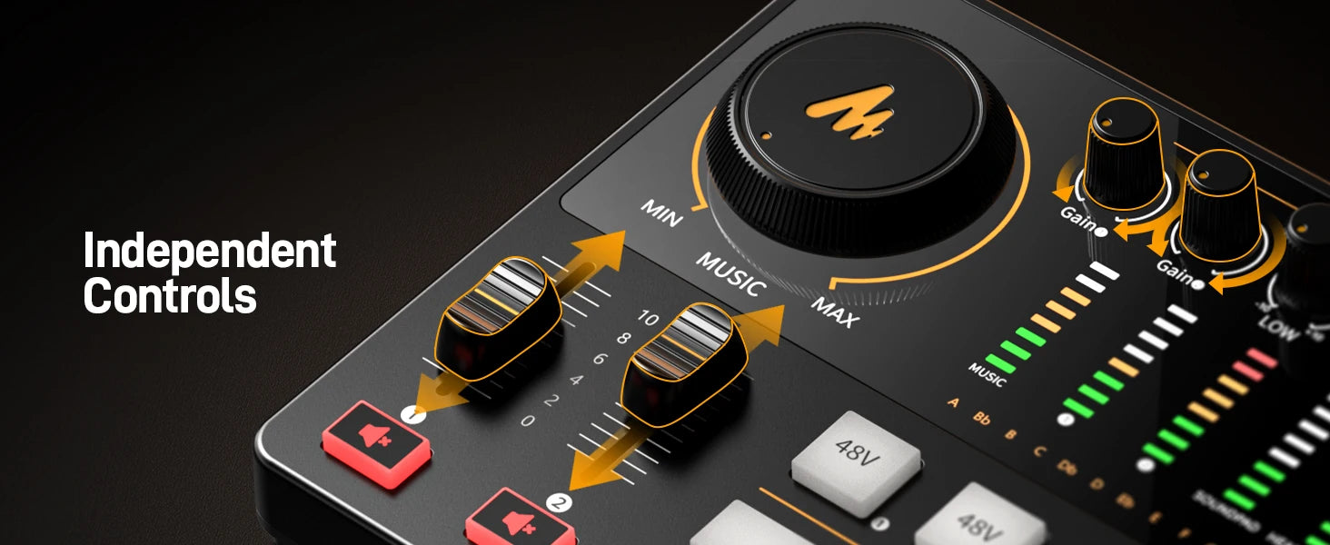 Podcast Audio Interface Mixer Tidesmit AME2 | Dual XLR Studio Console Tidesmit
