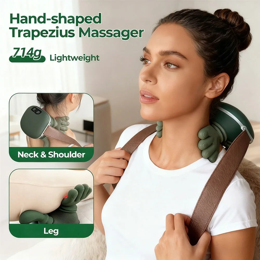 Electric Neck & Shoulder Massager | Deep Tissue Heat Therapy | Green Body Shaping Massage Equipment Tidesmit