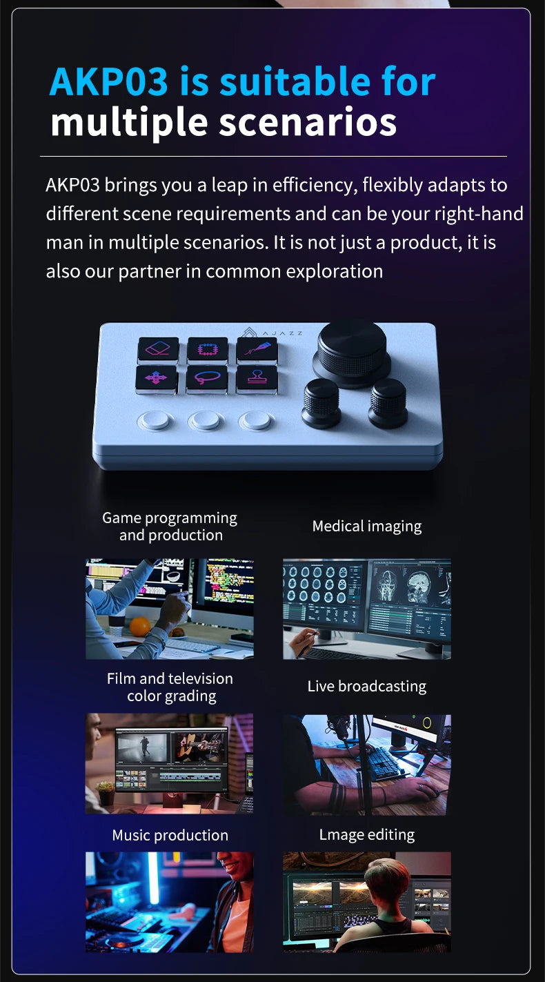 Ajazz AKP03E/153E Programmable Macro Keyboard  Mechanical Gaming Keyboard Custom Button Mini Keyboard For Multiple Scenario