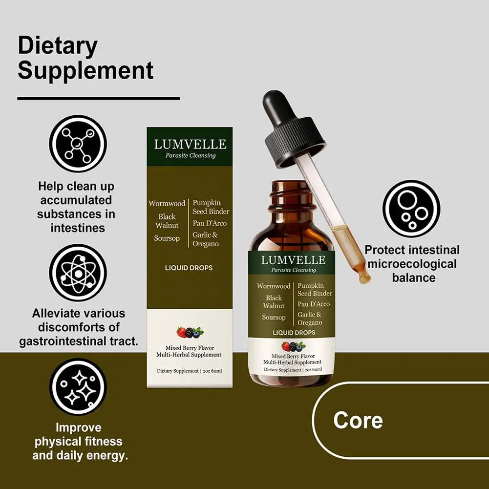 Lumvelle Wild Harvested Wormwood Liquid Drops with 7 Plant Ingredients Gut Cleaning Support & Digestive Balance Daily Wellness