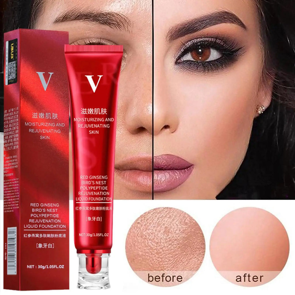 Tidesmit 30g Red Upgrade FV foundation texture close-up showing high coverage waterproof concealer and oil control