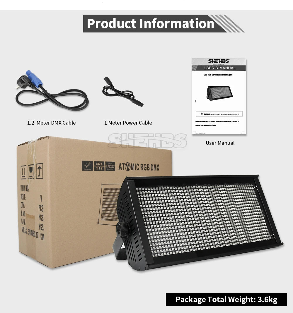 SHEHDS 2/4Pcs LED 200W RGB Marquee Strobe Light 960 SMD 5050 RGB LED For DJ Disco Wedding Nightclub