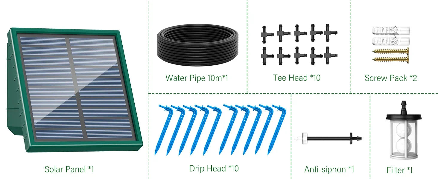Solar Irrigation System for Garden Balcony Automatic Drip Irrigation System DIY Garden Watering System Drip Hose Irrigation
