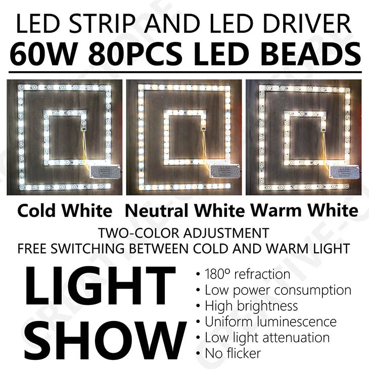 4pcs 60W LED Panel Light SMD 2835 Module Lamp AC 220V Light Source for LED Ceiling Lamp Board Light Indoor Wall Lamp Lighting