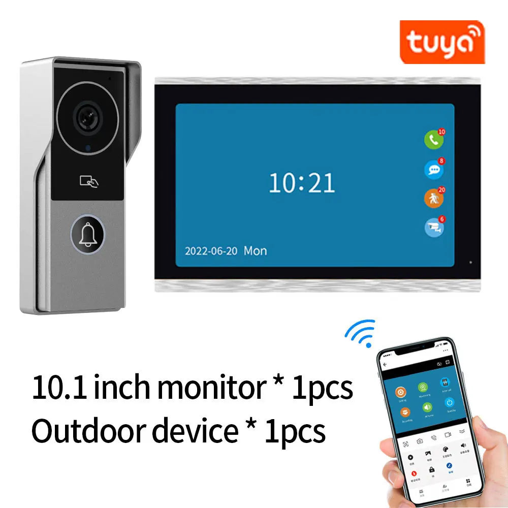 Support Tuya app WiFi visual intercom doorbell system 7/10 inch touch screen indoor monitoring intelligent villa home security