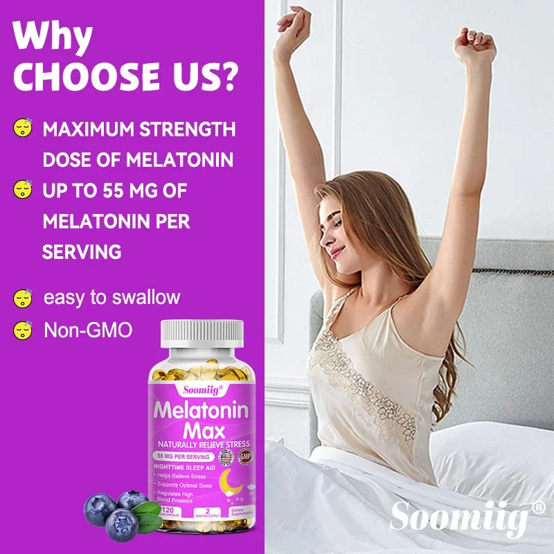 Melatonin - Dietary Supplement To Improve Nighttime Sleep Quality and Improve Insomnia, Reduce Waking Time, Boost Immunity