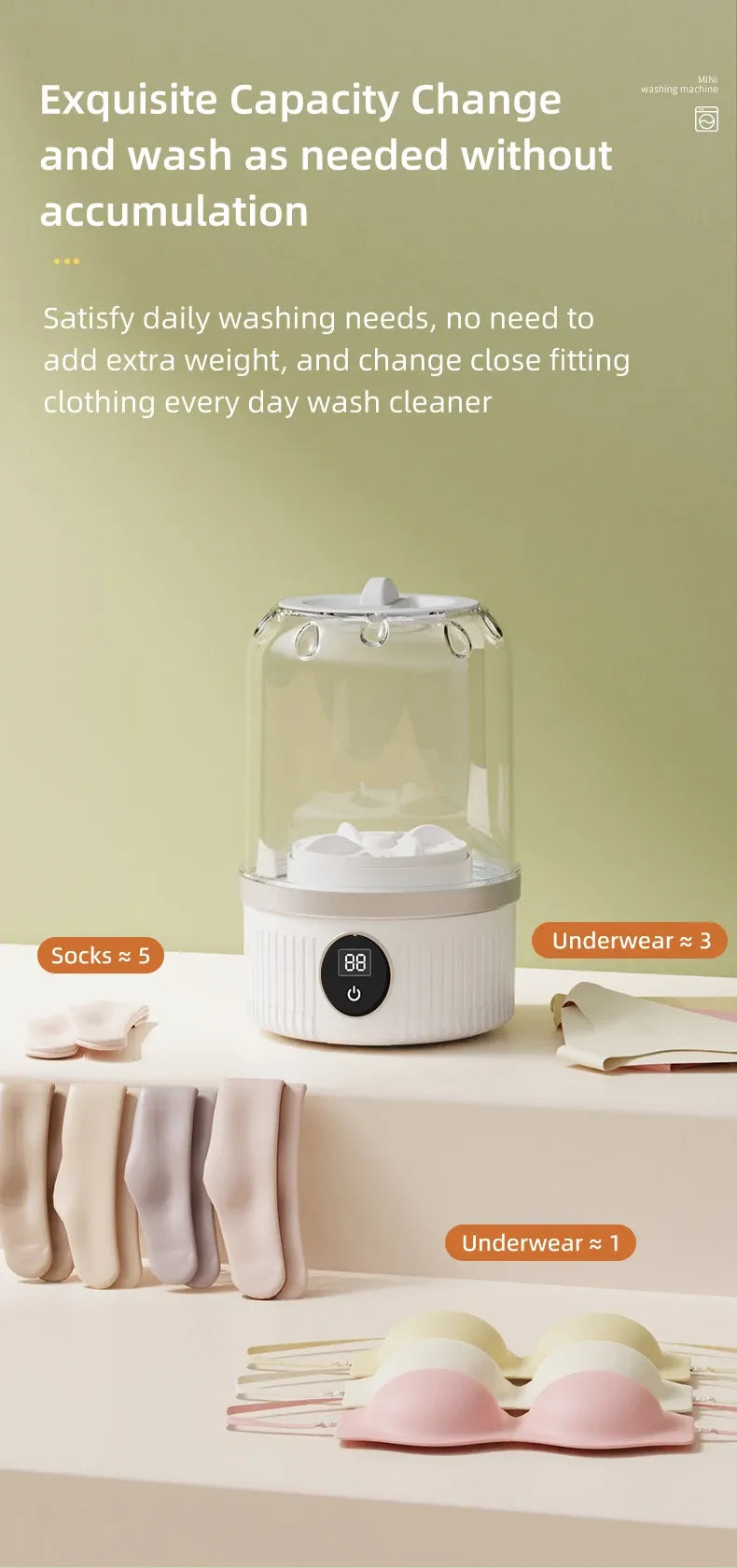 Tidesmit Mini Electric Washing Machine 220V Wireless Charging