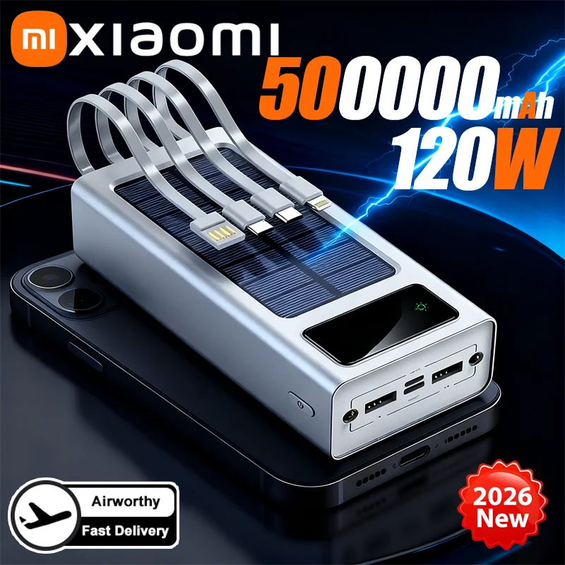 Portable Fast Charging Power Bank 80000mAh - 200000mAh with 4 Cables Tidesmit