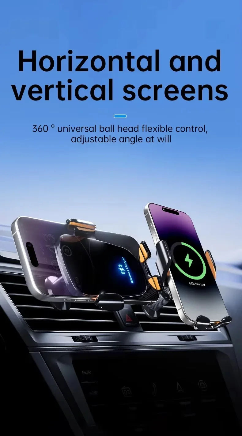 Wireless Car Charger Vent Mount - Qi Certified Fast Charging Tidesmit