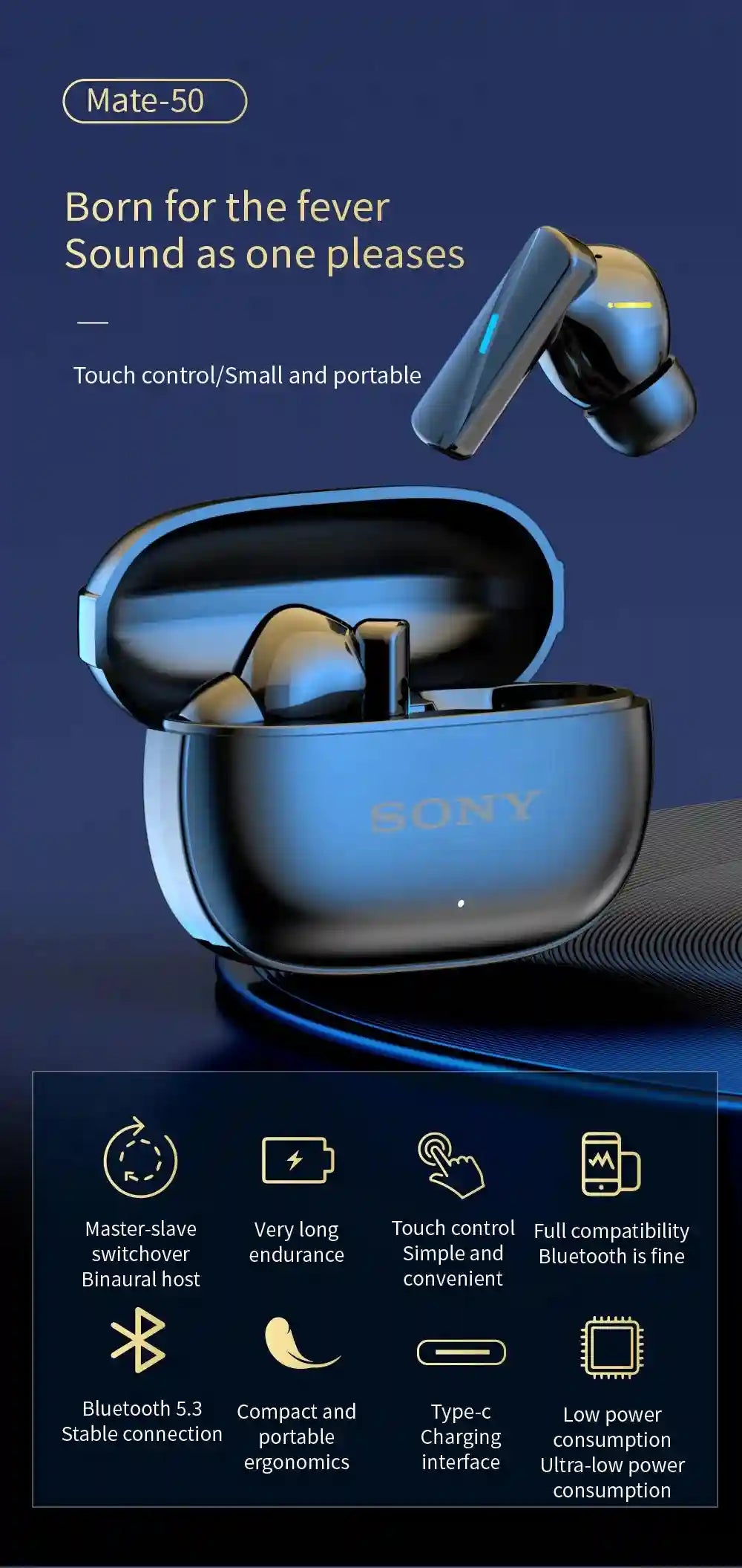 Wireless Bluetooth Earbuds with Active Noise Cancellation & Clear Mics Tidesmit