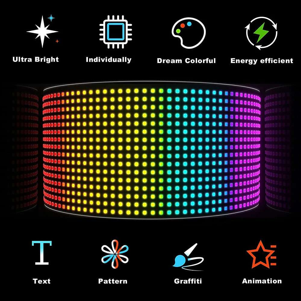 Programmable Car LED Matrix Panel | Flexible DIY Display Sign - Tidesmit Tidesmit