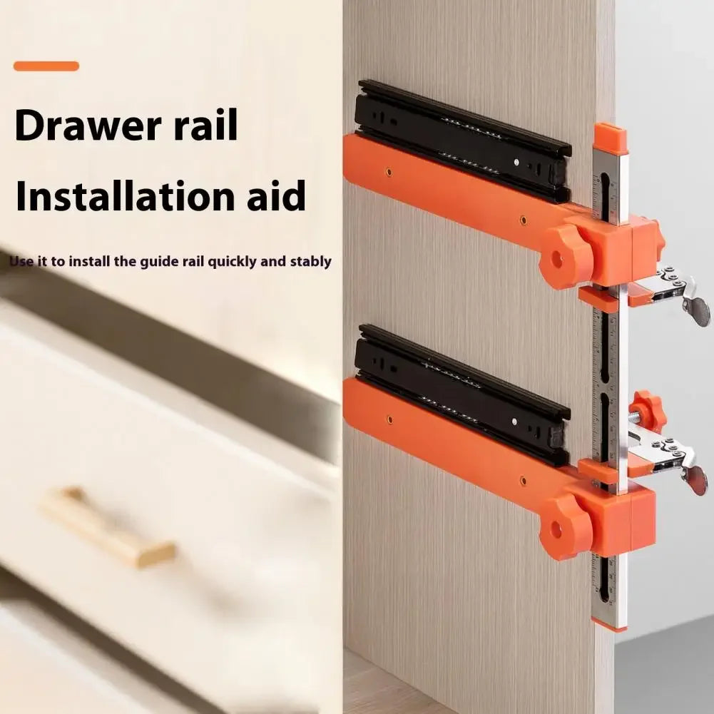 Double Axis Magnetic Drawer Slide Installation Jig - Cabinet Drawer Slide Mounting Template Positioning Tool for Hole Drilling