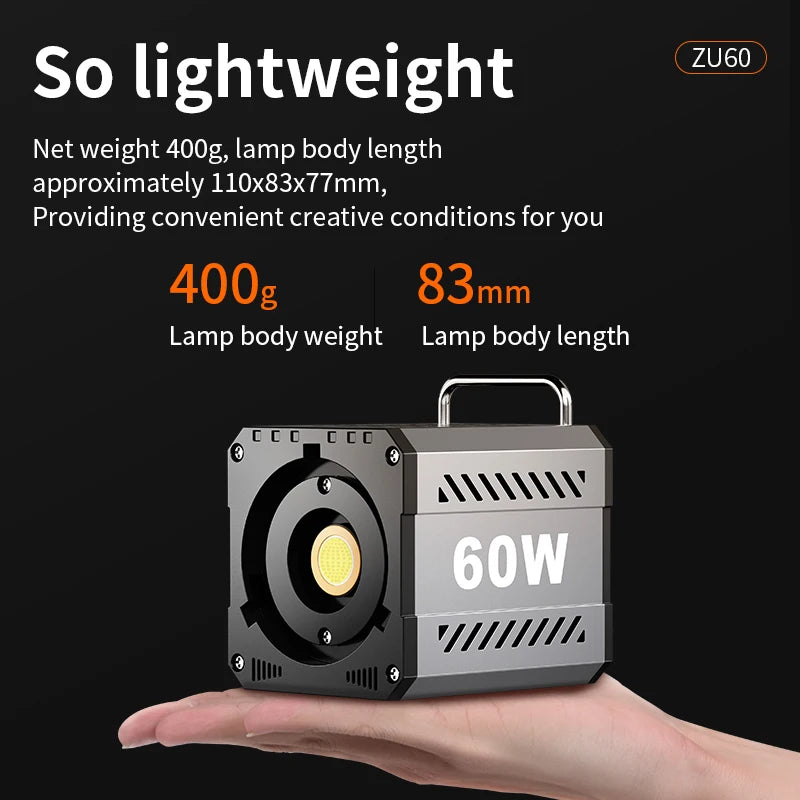 LED Video Light 60W-80W Bi-Color COB Studio Lamp for Content Creation Tidesmit