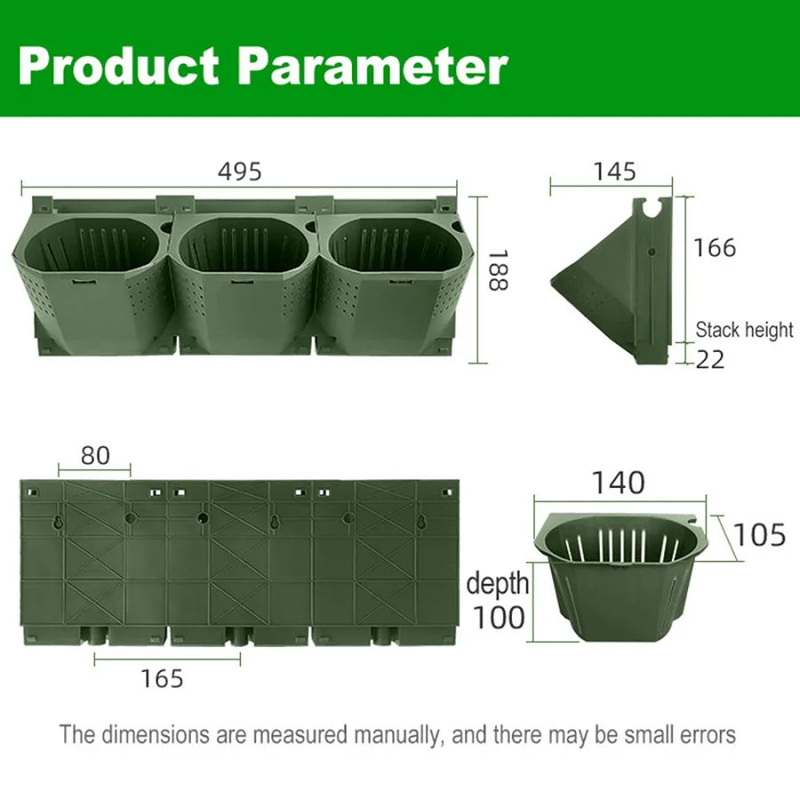 Outdoor Multi-layer Planting Trough Vertical Garden Plant Wall Plastic Planter Modular Planting Box Fence Hanging Flower Pot