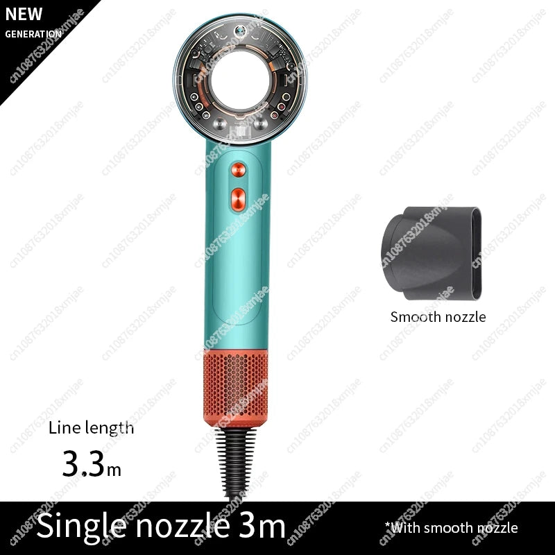 Teal ionic hair dryer with smooth nozzle, 3.3 m cord