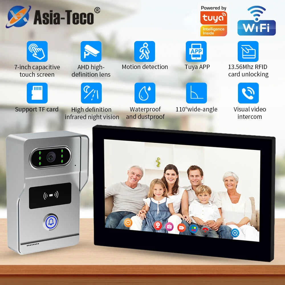 support tuya app Smart Video Intercom 1080P AHD WiFi Access Control System Camera Monitor Villa Home Security