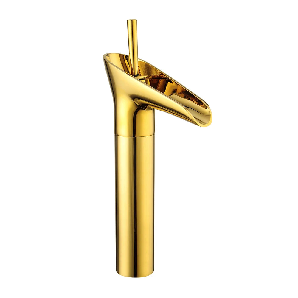 5*16*31cm Modern Golden Bathroom Faucet, Deck Mount Bathroom Single Handle Faucet for Homes, Bathrooms, Washbasins, Restaurants
